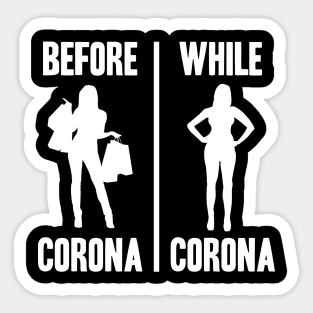 Shopping Before while Corona Covid-19 Funny Sticker